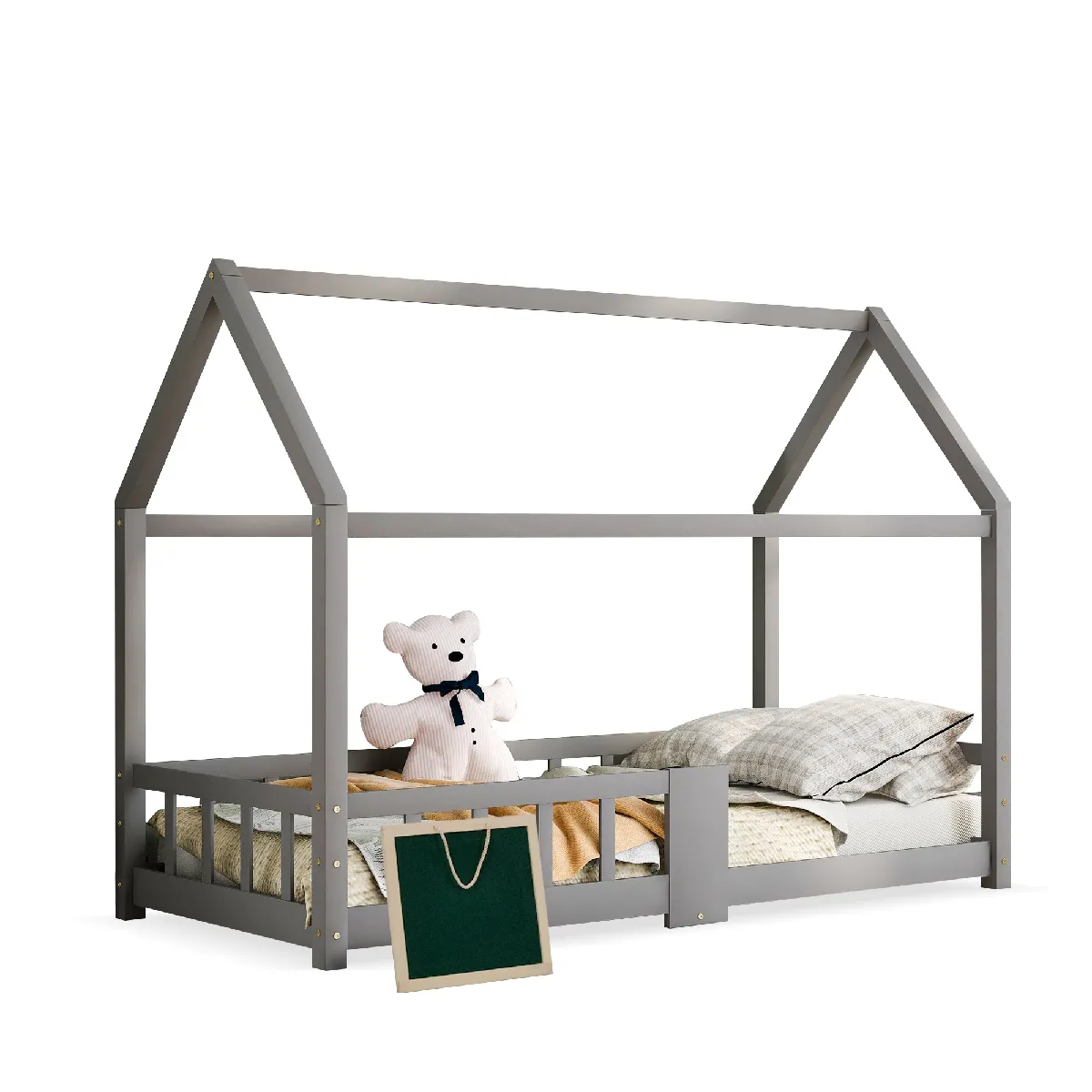 Lit enfant 90x200 cm - Lit cabane - Gris Lit enfant 90x200 cm - Lit cabane - Gris