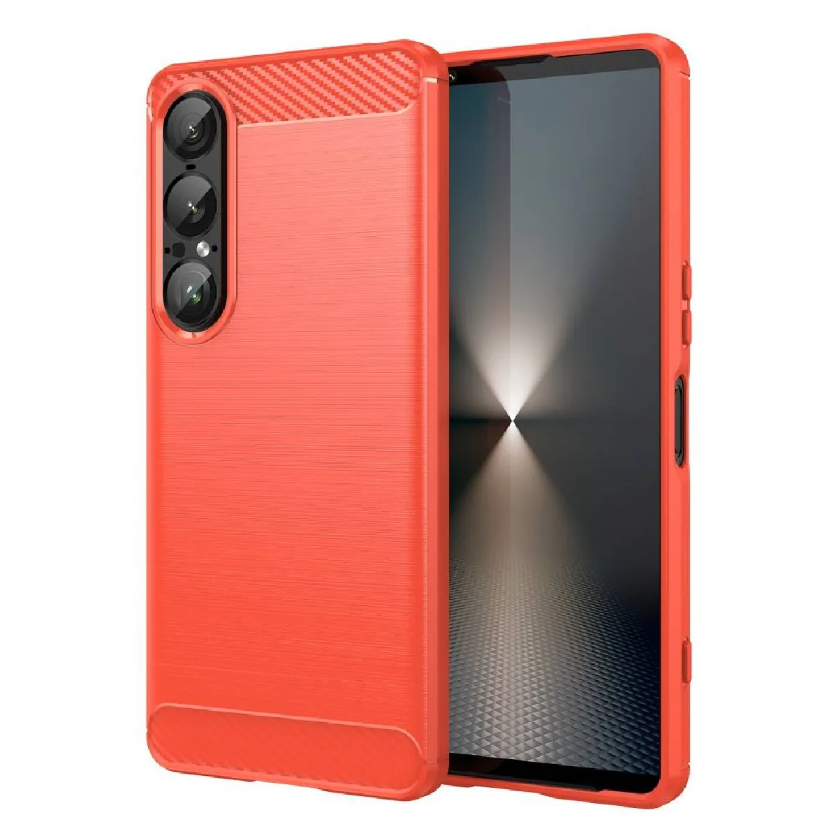 Coque Pour Sony Xperia 1 Vii - Housse Etui Silicone Gel Carbone + Film Ecran - Rouge