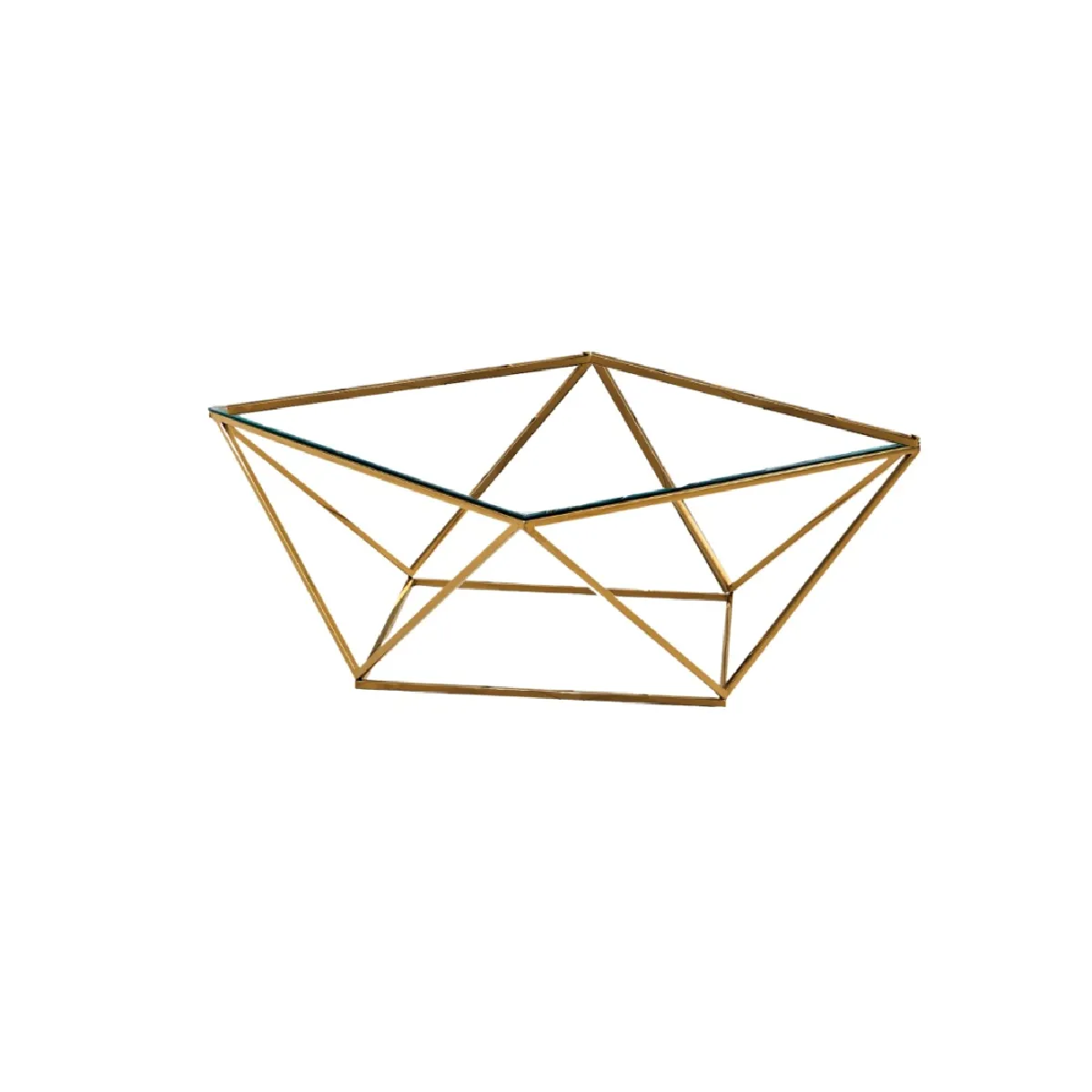 Comparer les prix de Table Basse Alina Plateau En Verre Transaparent Pieds Gold 80x80x45 Cm