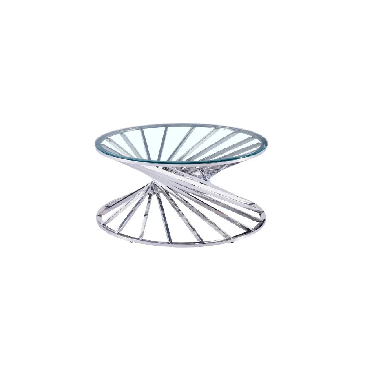 Comparer les prix de Table Basse Ronde Nautilus Chromé Plateau Verre D80 Cm