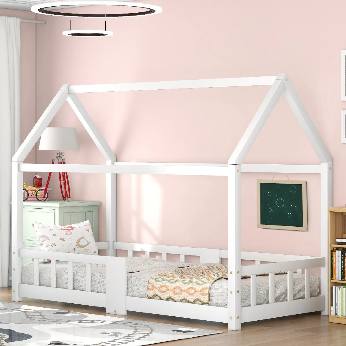 Lit enfant 90x200 cm - Lit simple - Blanc Lit enfant 90x200 cm - Lit simple - Blanc