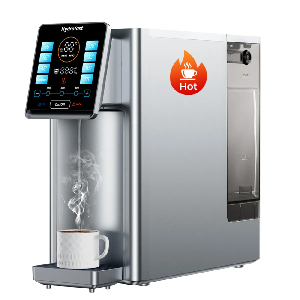 Purificateur d'eau sur &eacute;vier Hydrofast W100 blanc argent