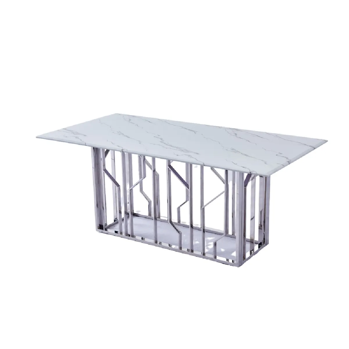 Comparer les prix de Table Basse Portofino Chrome Plateau En Verre Effet Marbré 120x70x45 Cm