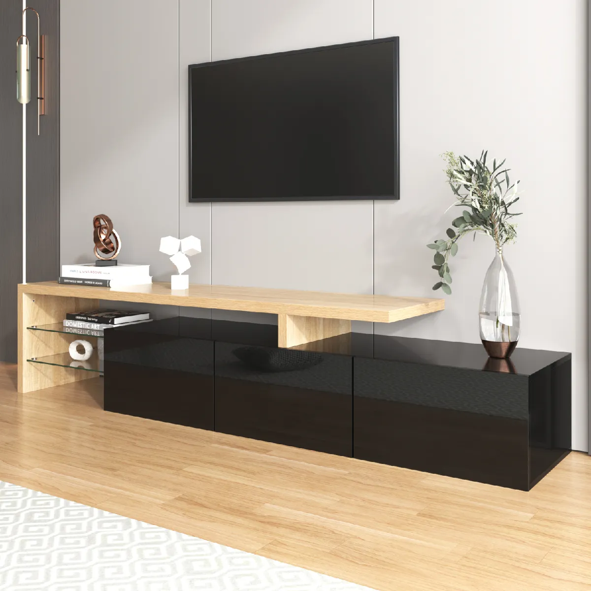 Okwish Meuble TV LED - Noir