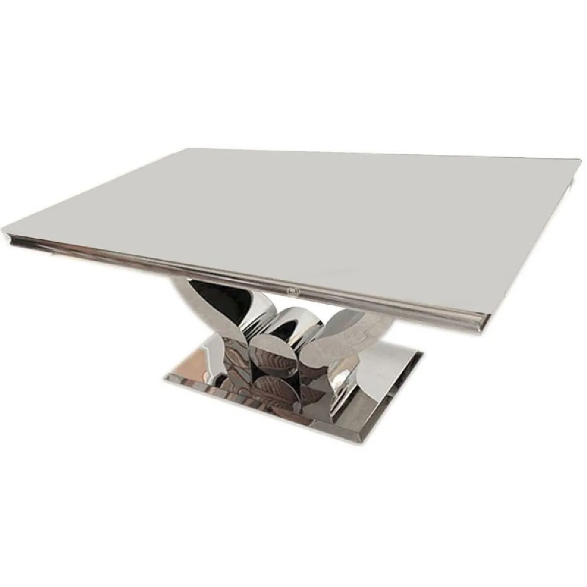 Meilleurs prix pour Table basse Trofy Chrome et plateau en verre 120x70 cm blanc