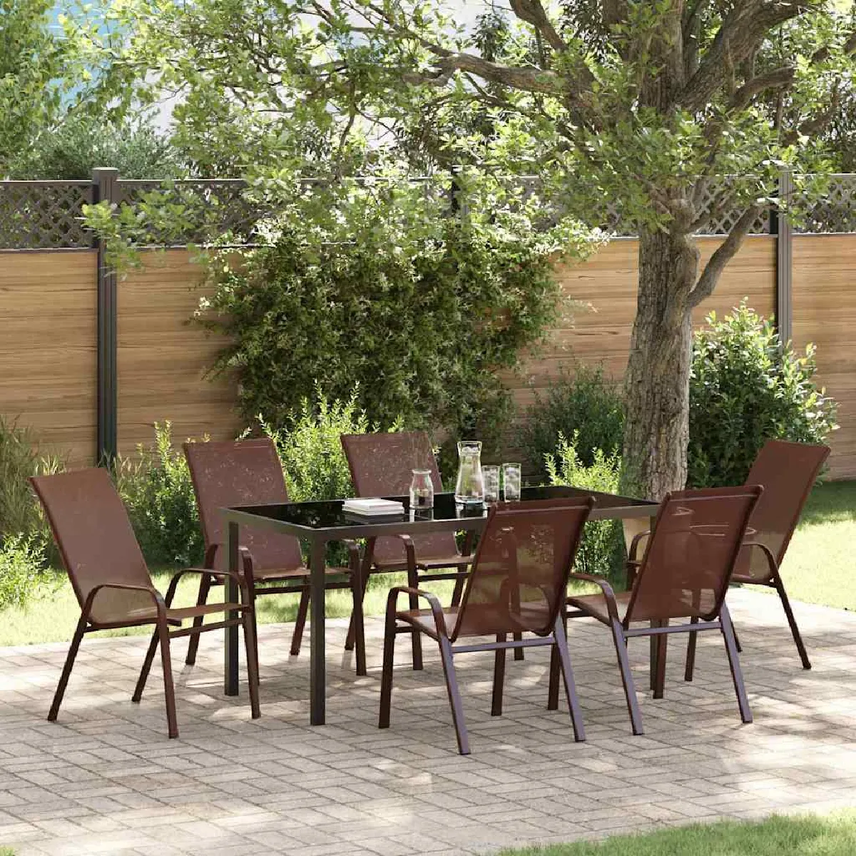vidaXL Ensemble de salle à manger pour jardin 7 pcs et - vue 2
