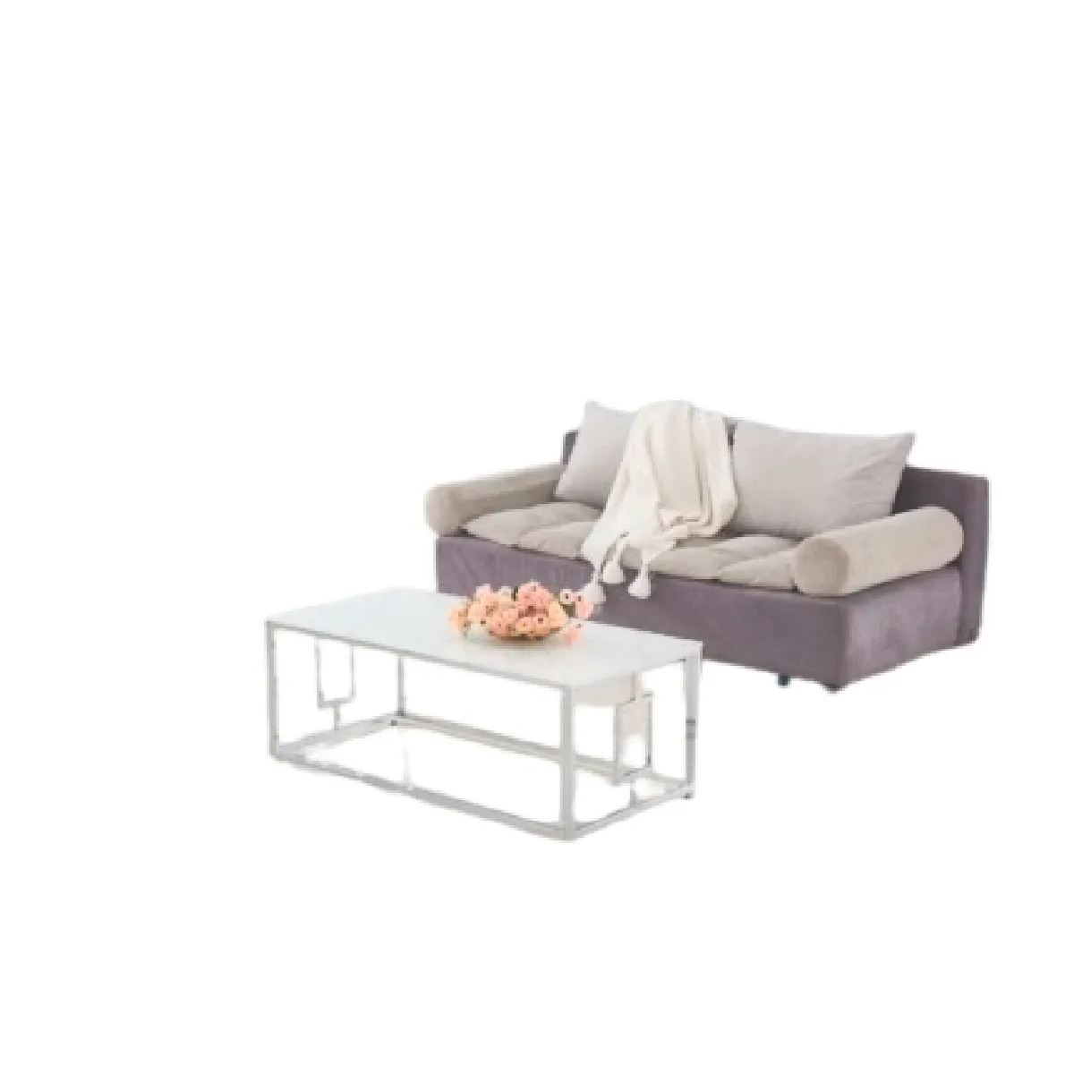 Comparer les prix de Table Basse Plateau En Verre Marbré Blanc Pieds Chromés 120 Cm - Sophie