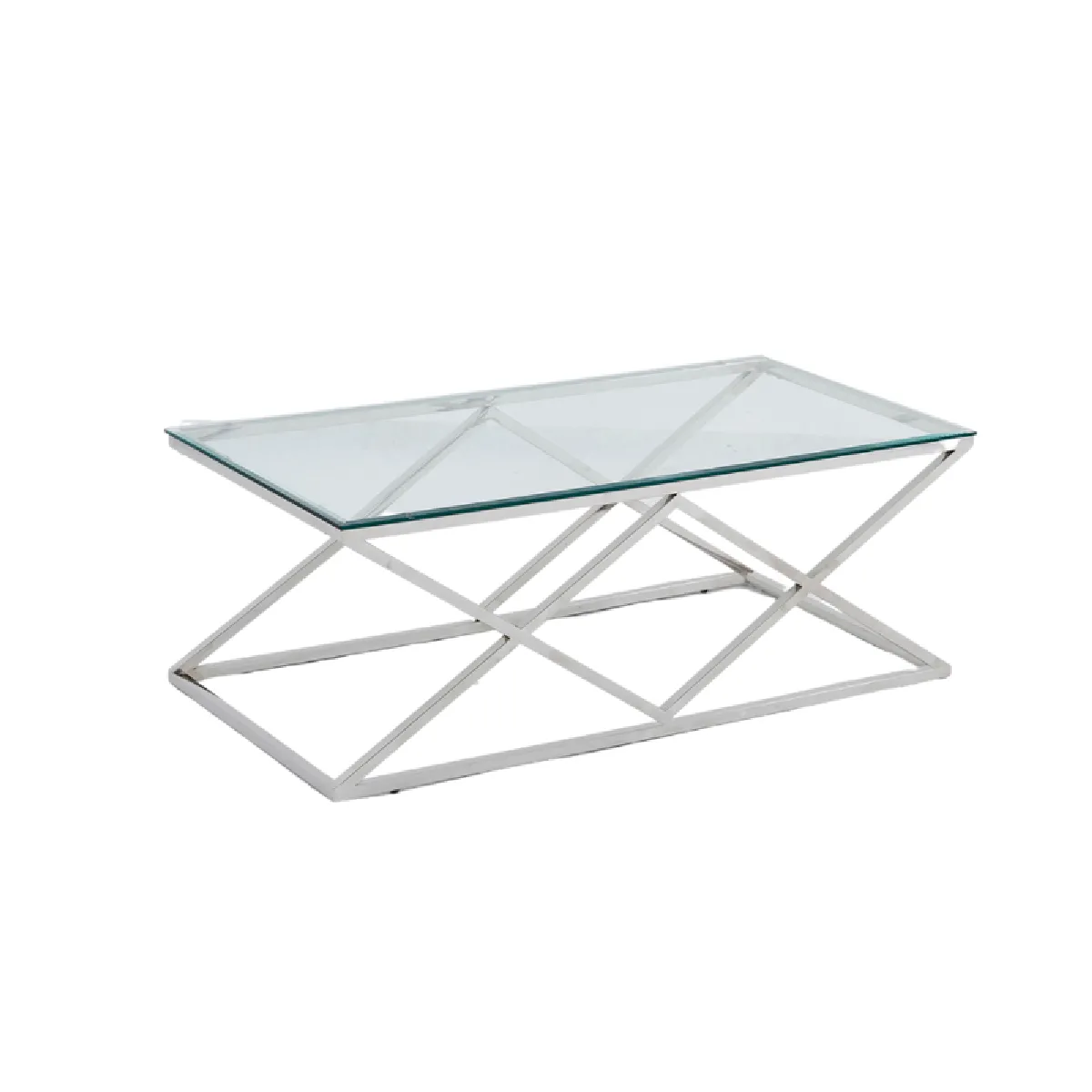 Comparer les prix de Table Basse TRIANGLE Chrome et plateau en verre 120x60 cm