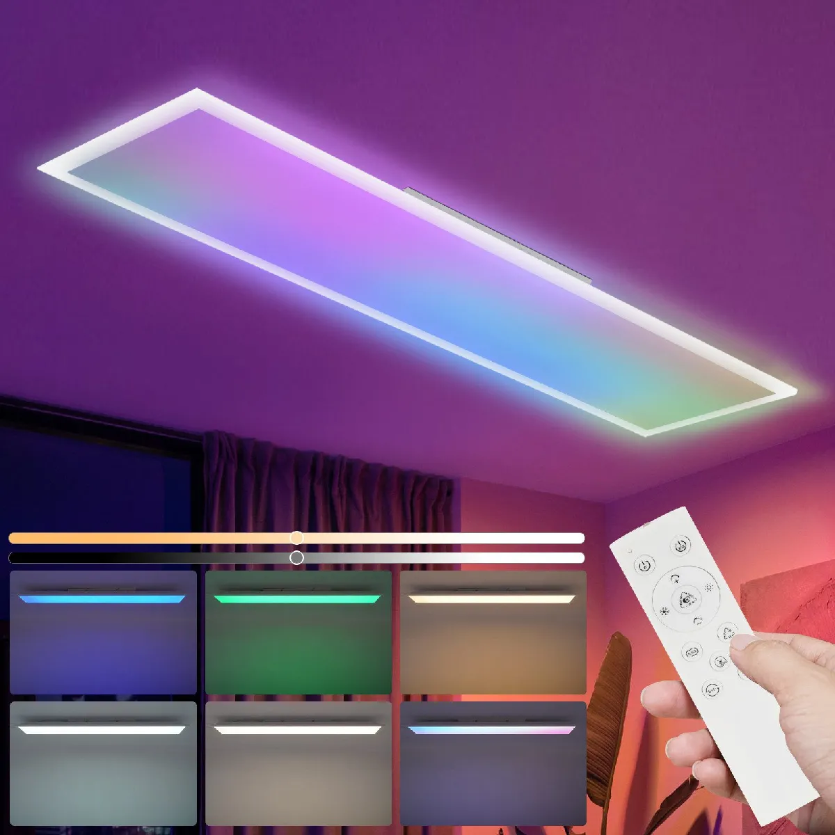 Nettlife Plafonnier rectangulaire - Multicolore