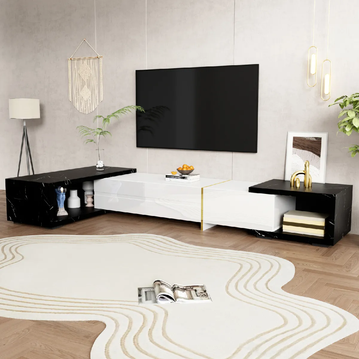 Okwish Meuble TV design rotatif - Blanc