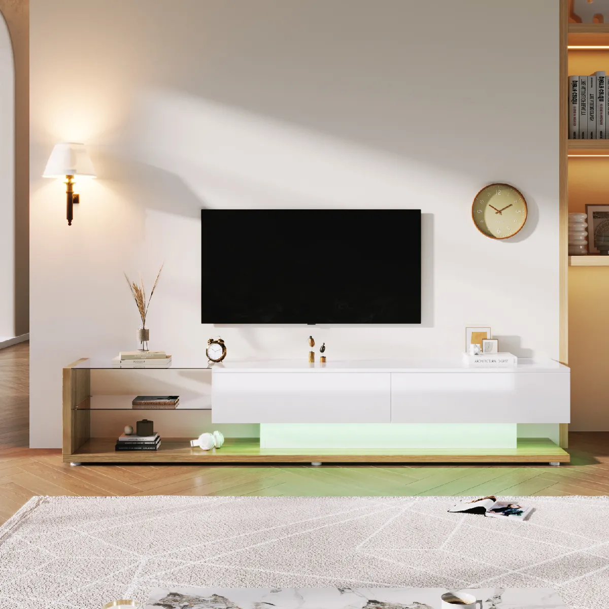 Okwish Meuble TV LED - Blanc