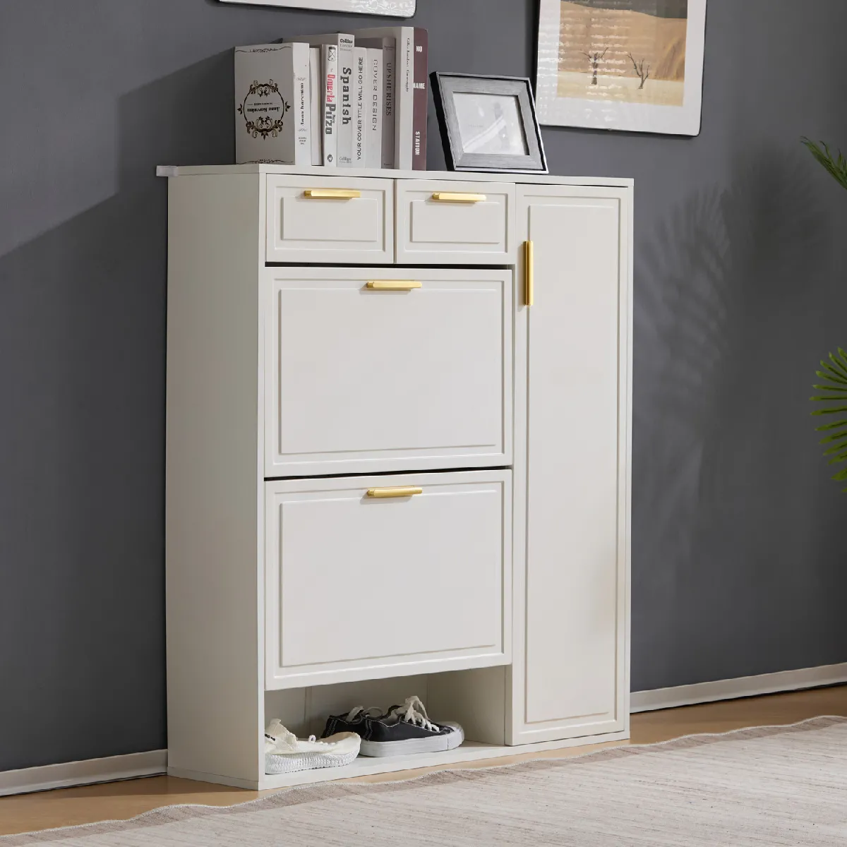 Okwish armoire à chaussures métal - Blanc Okwish armoire à chaussures métal - Blanc