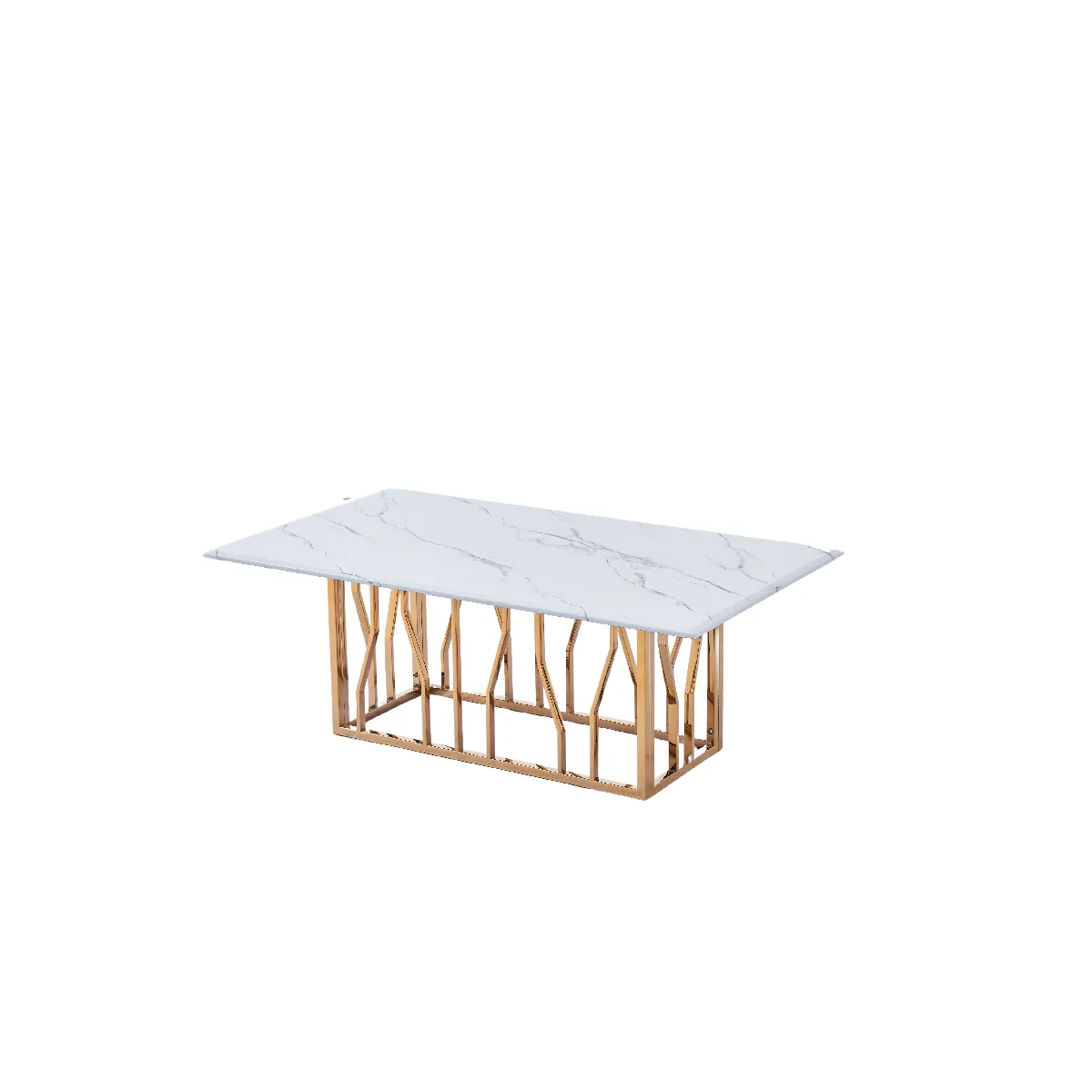 Meilleurs prix pour Table Basse Portofino Gold Plateau En Verre Effet Marbré 120x70x45 Cm