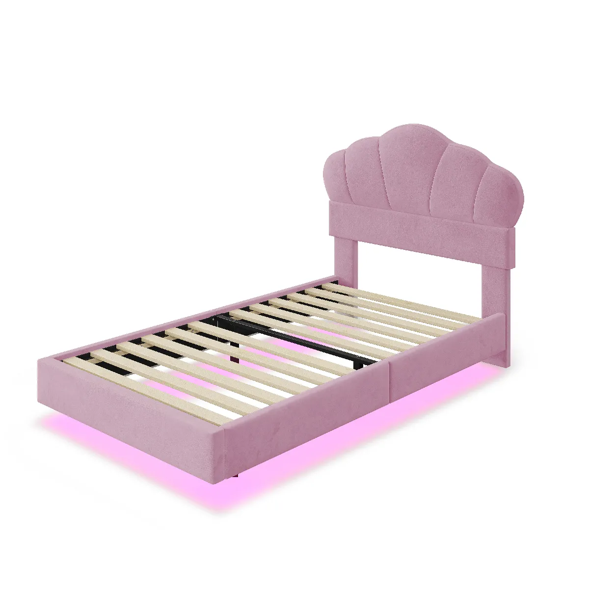 Lit enfant 90x200 cm Lit simple velours doux - Rose Lit enfant 90x200 cm Lit simple velours doux - Rose