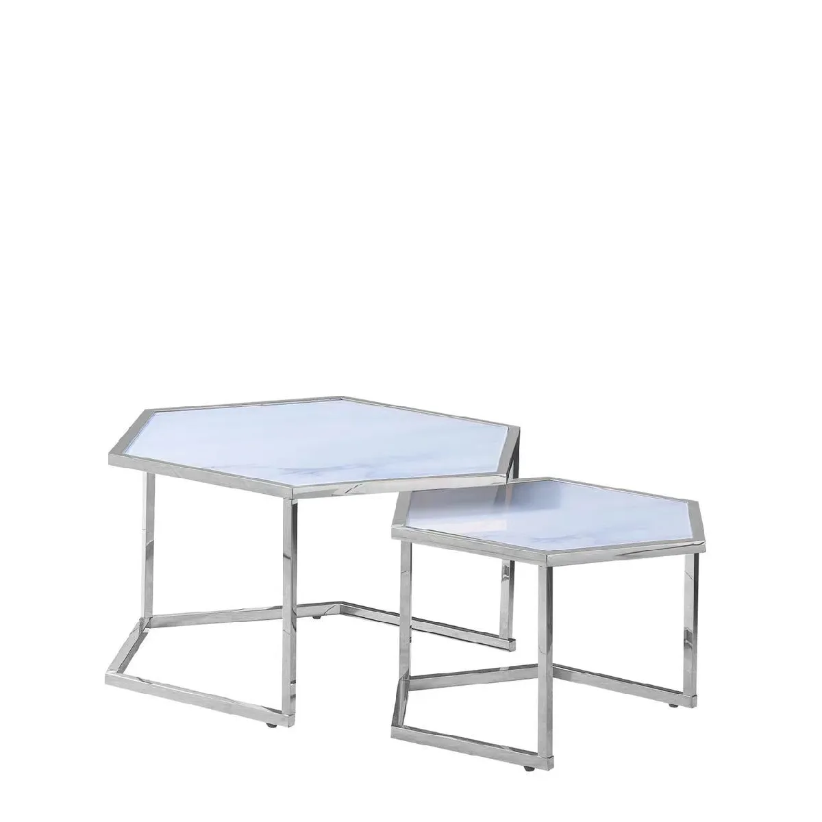 Comparer les prix de Lot de 2 Tables Basses Gigognes HEXAGONA Chrome