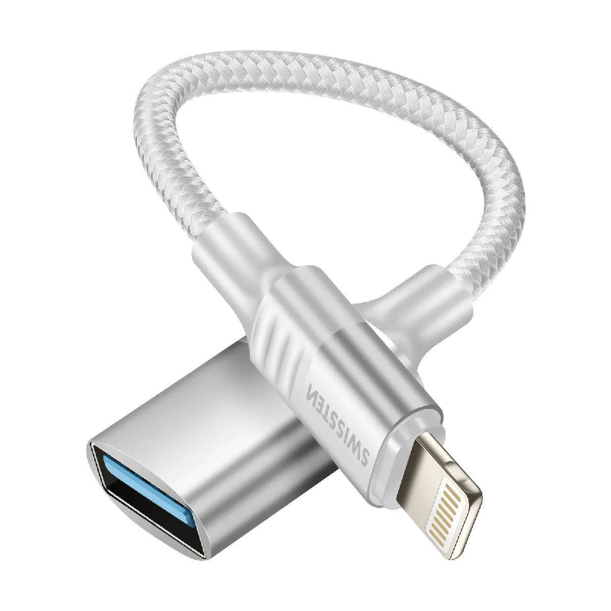 Swissten Blanc Adaptateur Otg Iphone Lightning Mâle Vers Usb Femelle