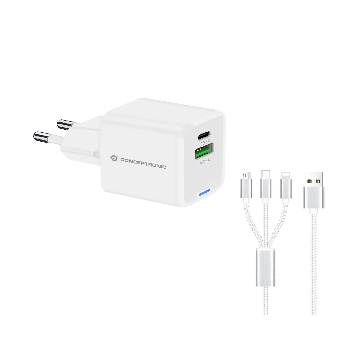 Conceptronic Blanc Althea16w Chargeur D'appareils Mobiles Universel Secteur Charge Rapide Intérieure