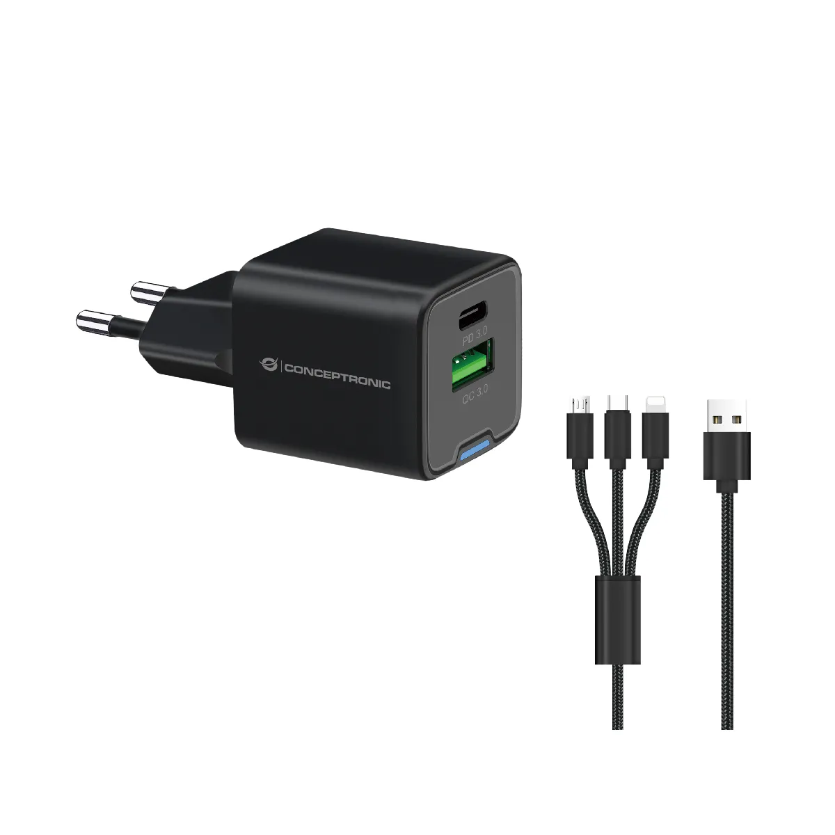 Conceptronic Noir Althea16b Chargeur D'appareils Mobiles Universel Secteur Charge Rapide Intérieure