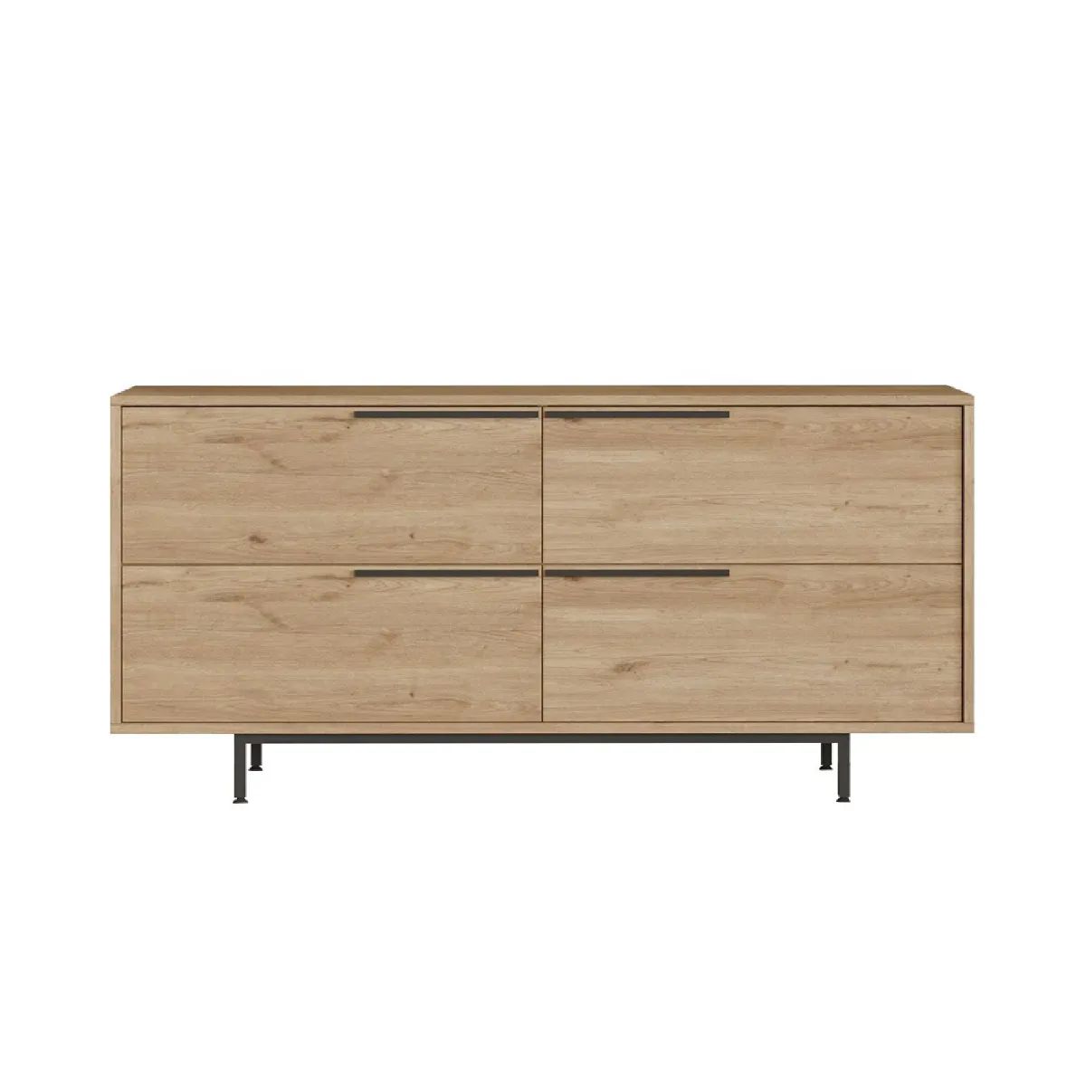 Buffet 4 portes finition bois et métal noir 160x75cm ABEY Buffet 4 portes finition bois et métal noir 160x75cm ABEY