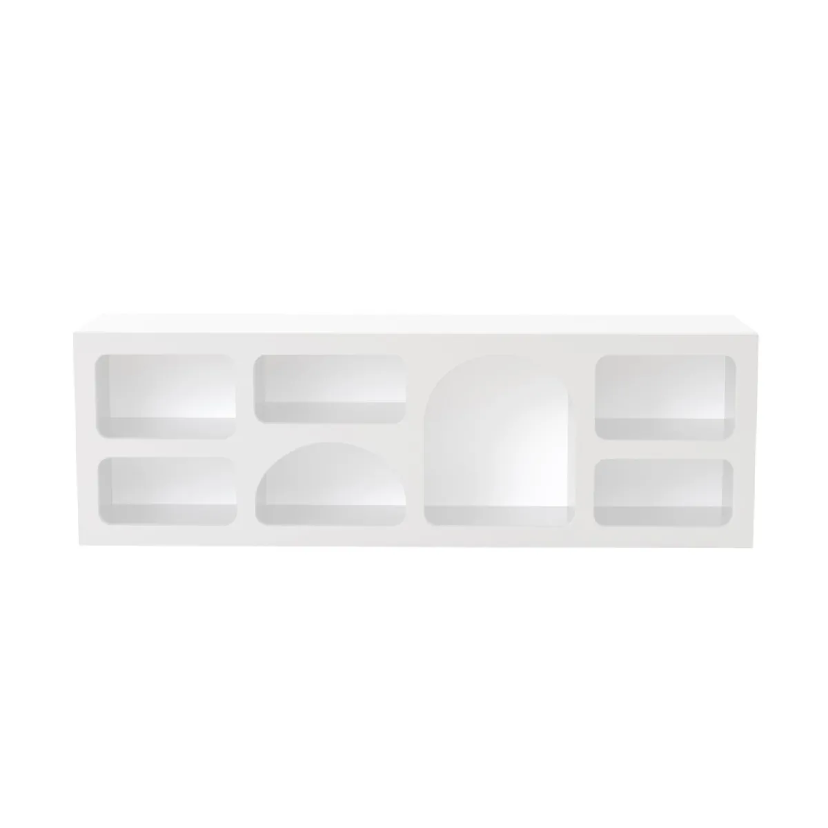Buffet bas 7 niches design organique blanc 160x50cm FERLIS Buffet bas 7 niches design organique blanc 160x50cm FERLIS
