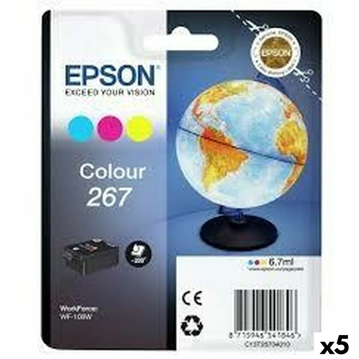 Cartouche d'encre originale Epson WF 267 INK CARTRIDGE Tricolore 5 Unités - vue 1