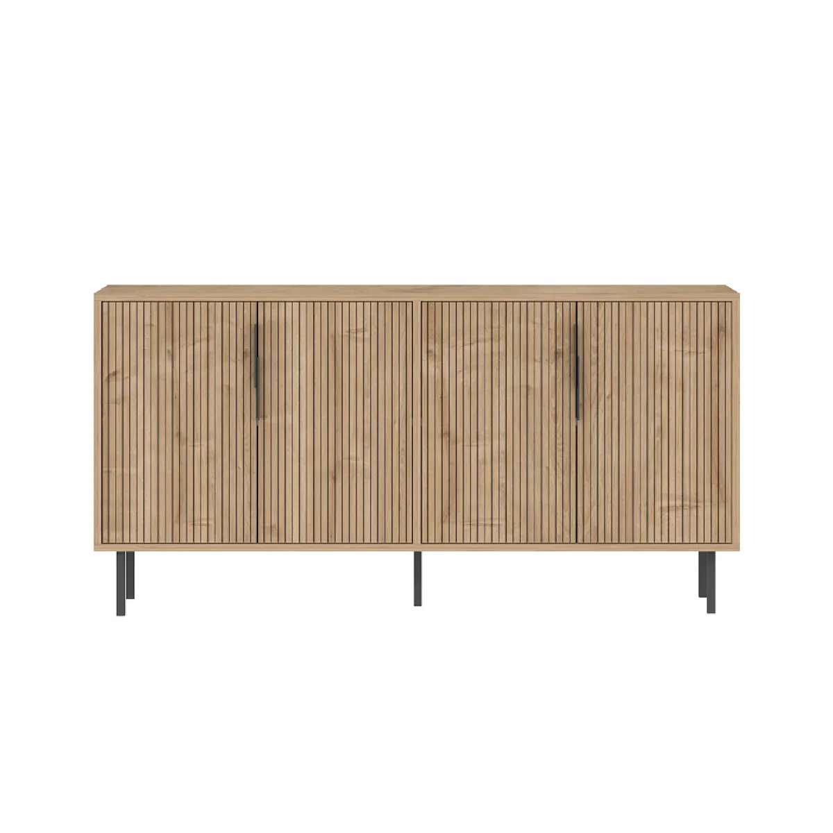 Buffet cannelé 4 portes aspect bois 150x75cm CIARO Buffet cannelé 4 portes aspect bois 150x75cm CIARO