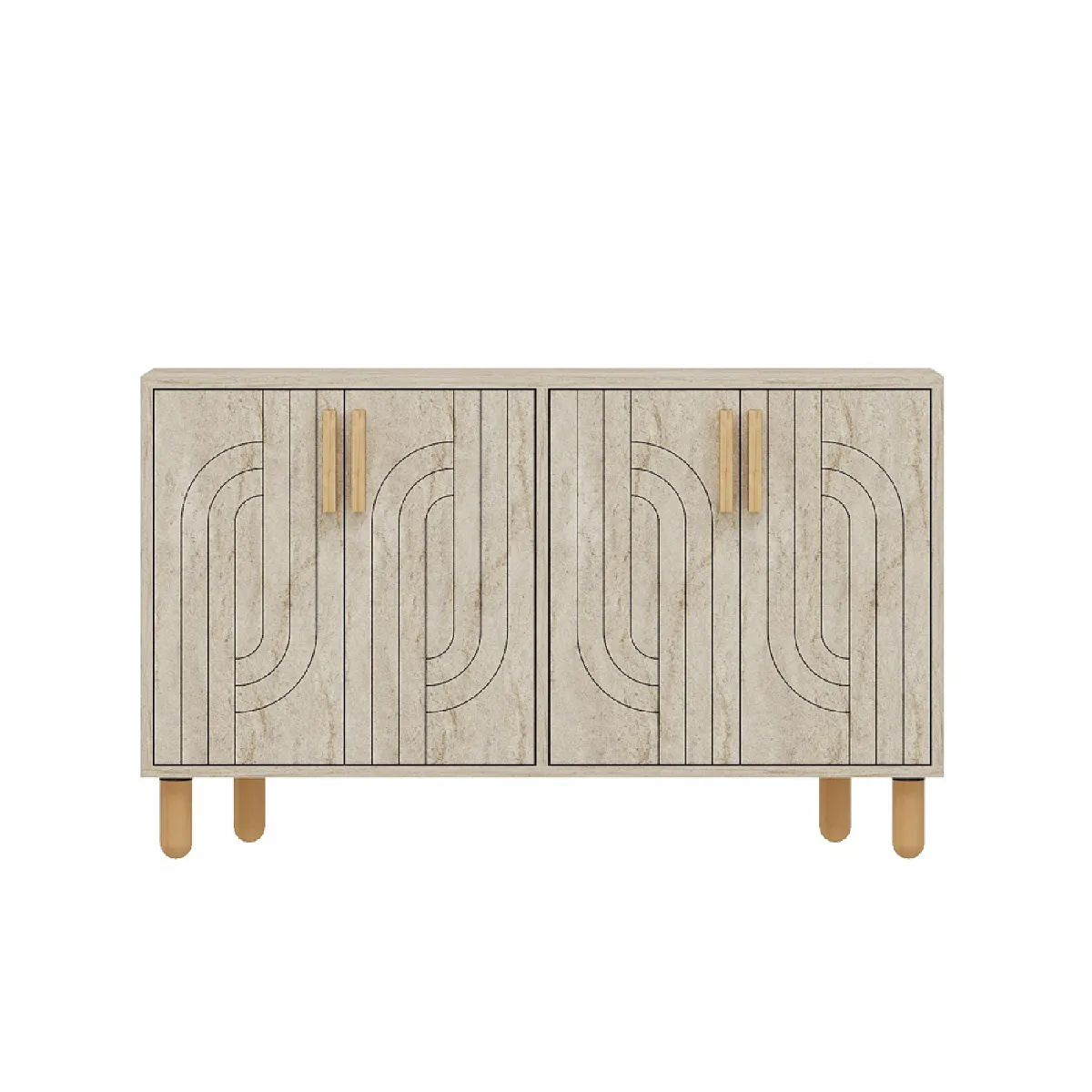 Buffet à 4 portes effet travertin nervuré 120x73cm RODY Buffet à 4 portes effet travertin nervuré 120x73cm RODY