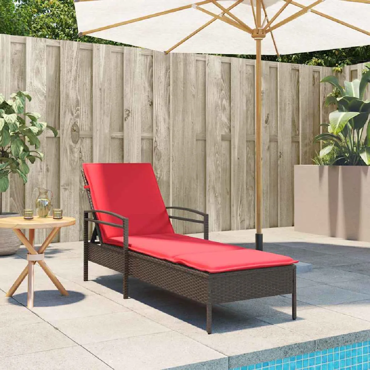 vidaXL Transat avec coussin 63x200x81 cm en rattan - vue 2