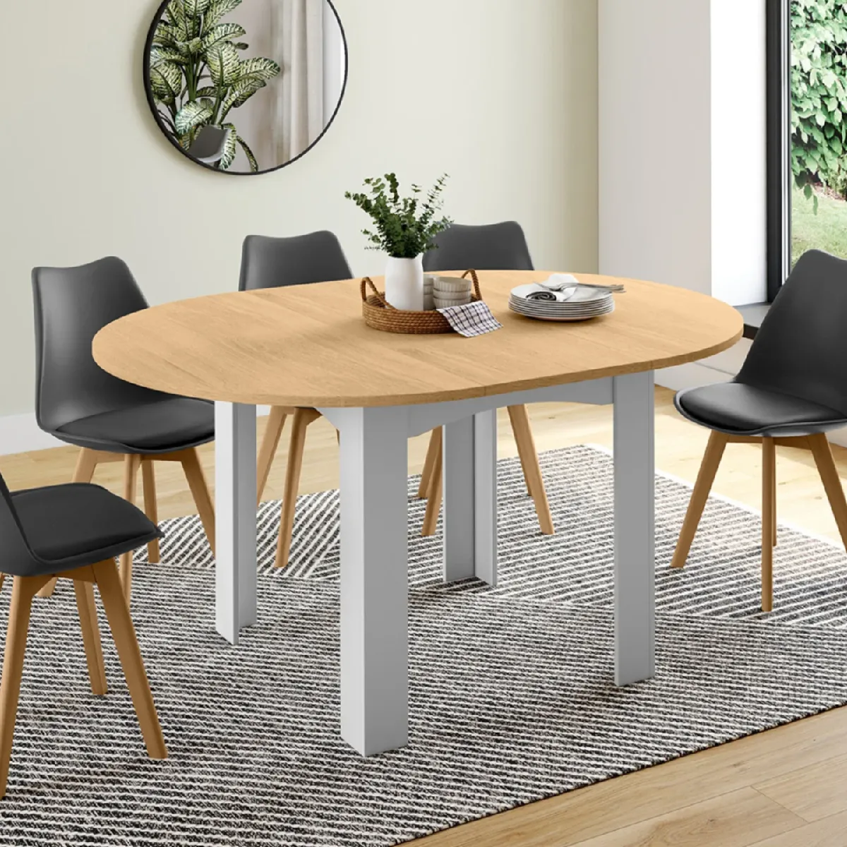 Idmarket Blanche Table À Manger Extensible Rond