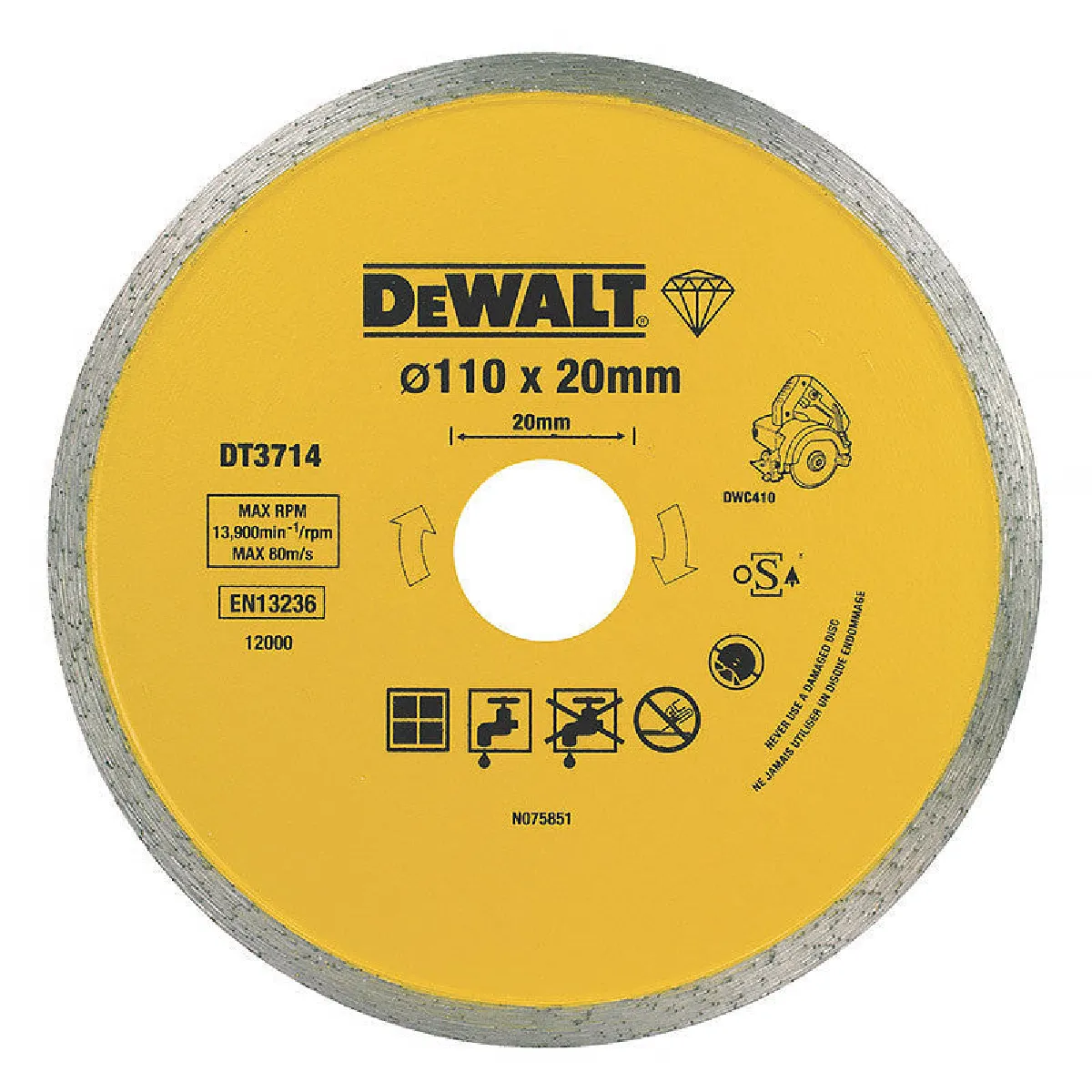 DEWALT  Disque diamant carrelage - 110 mm