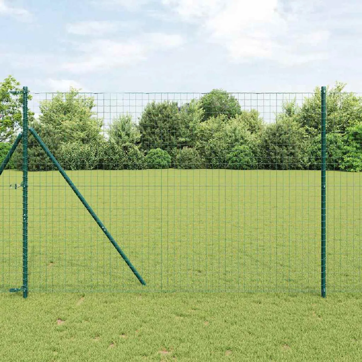 vidaXL Panneaux de clôture 52 pcs Ø32 mm 200 cm Acier galvanisé