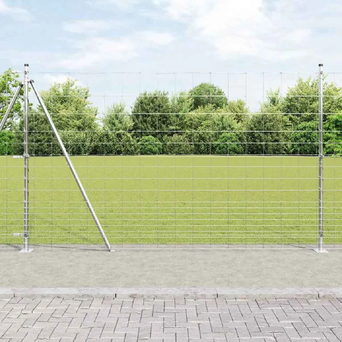 Non Communiqué Gris Clôture De Champ Vidaxl 1,5X25 M En Acier Galvanisé 3351520 - Image 3