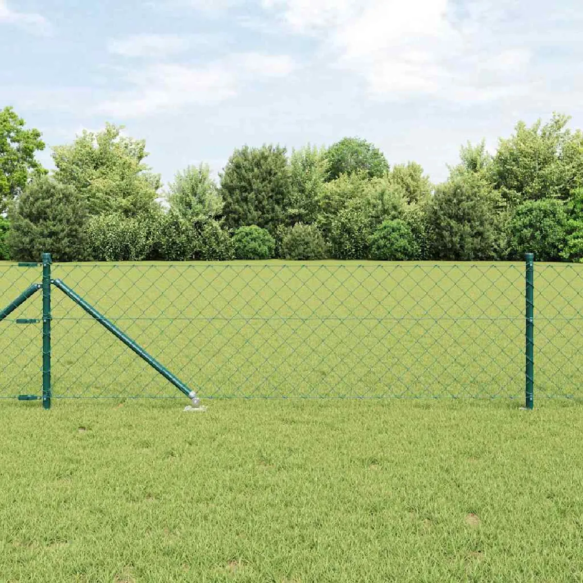 vidaXL Clôture en maillon avec 13 poteaux en pointe 1 6x25 en acier galvanisé - vue 8