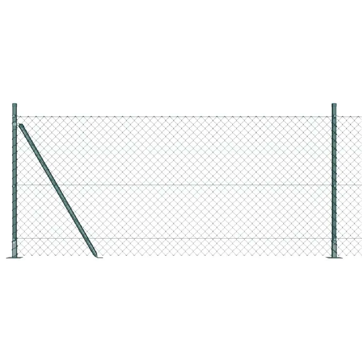 vidaXL Clôture en maillon de chaîne avec 7 poteaux à pointe 1x10 en acier galvanisé - vue 8