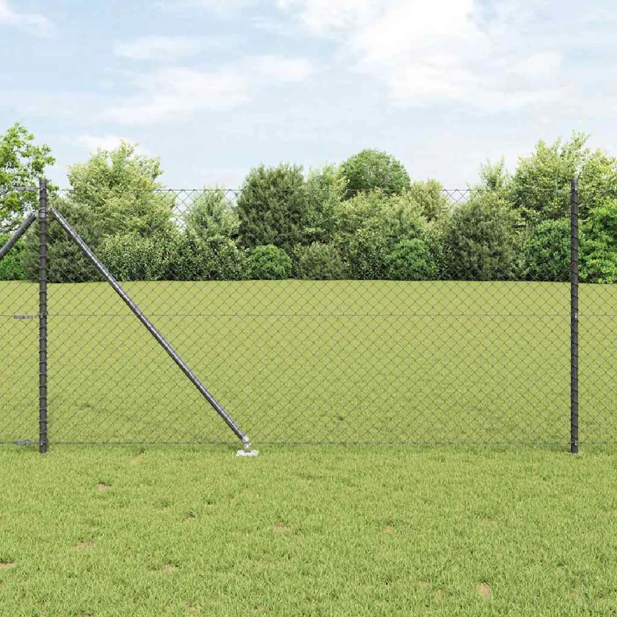 vidaXL Clôture en maillon de chaîne avec 7 poteaux à pointe 1x10 en acier galvanisé