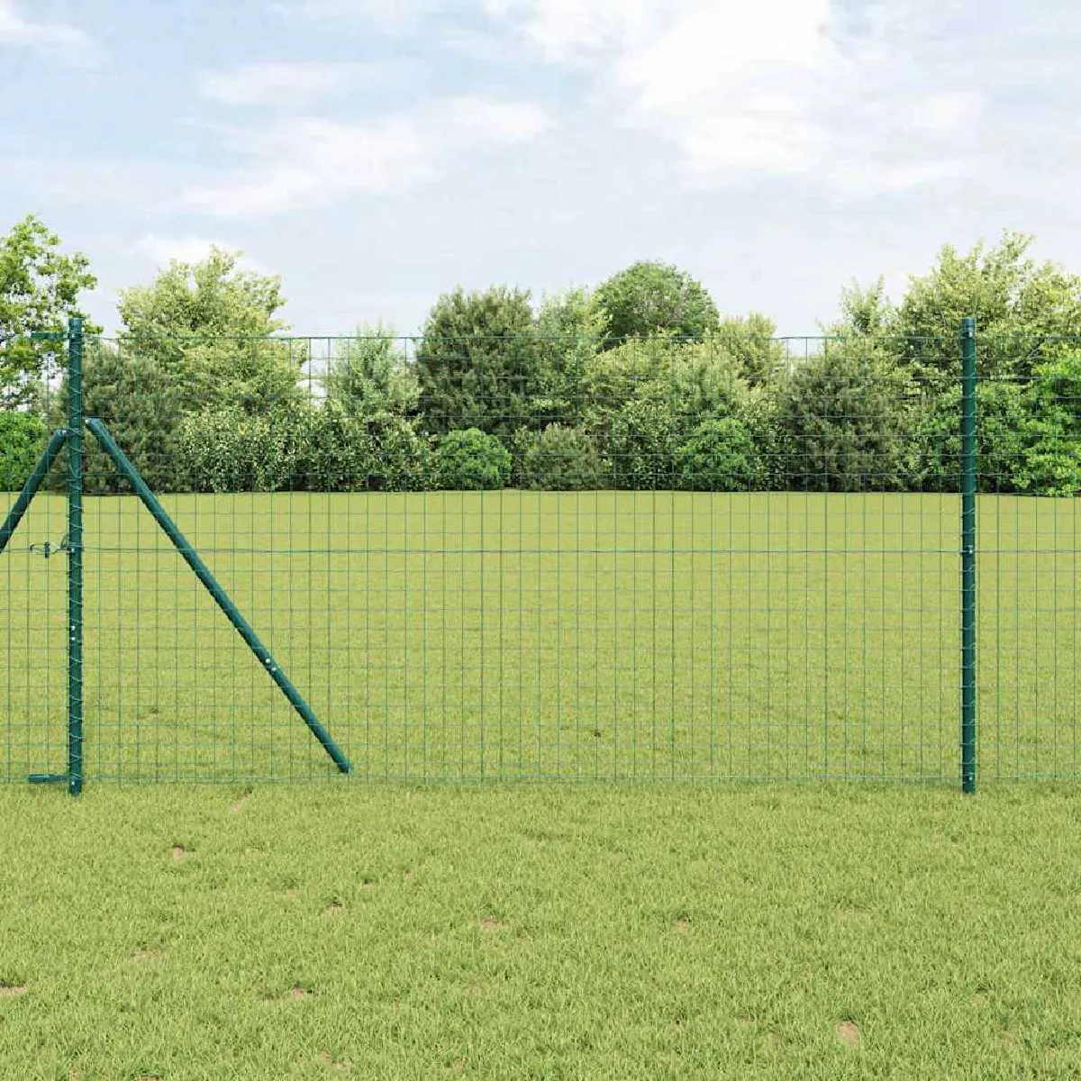vidaXL Poteaux de clôture avec pointe 52 pcs Ø32 mm 170 cm Acier galvanisé