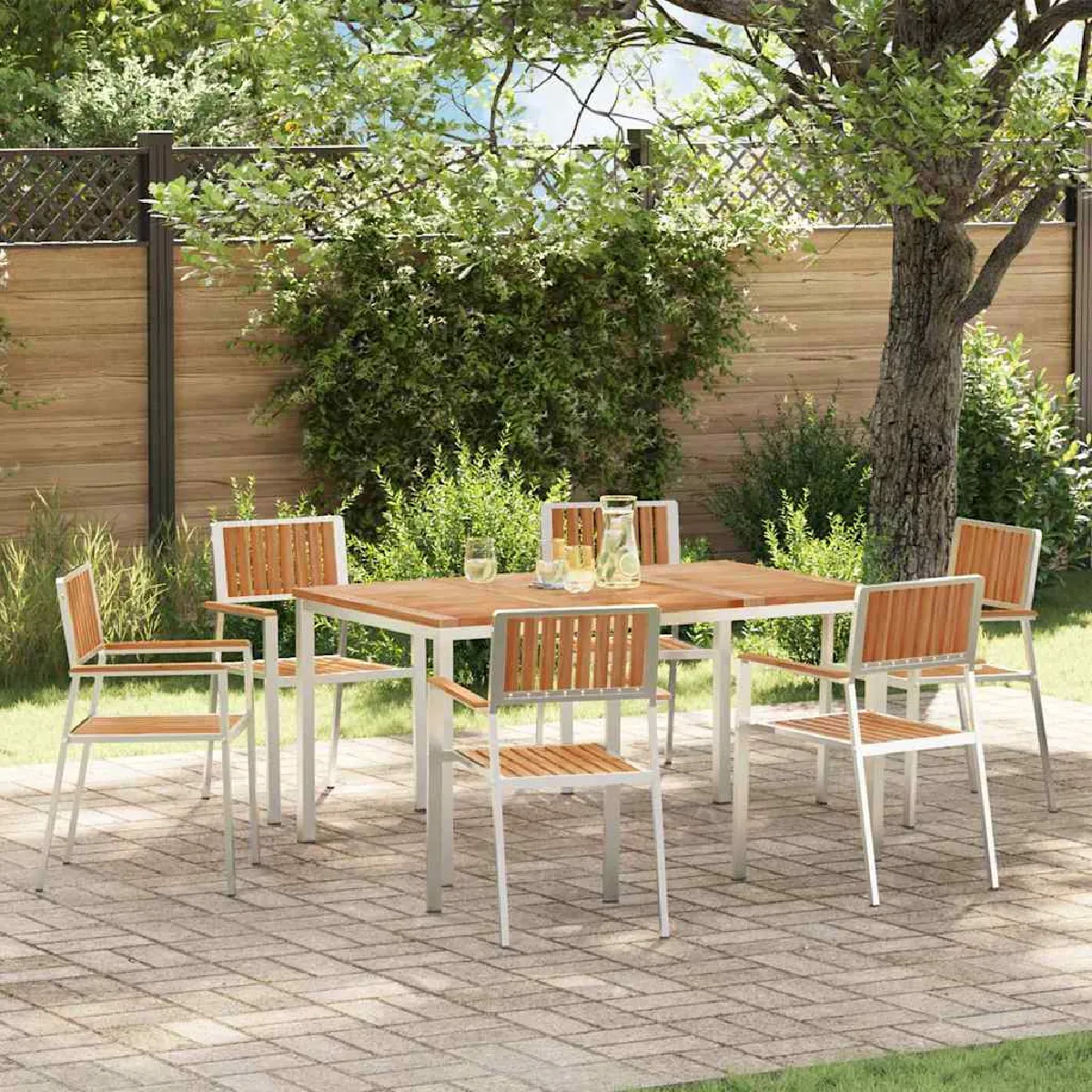 vidaXL Ensemble de repas extérieur 7 pcs Bois de teck massif
