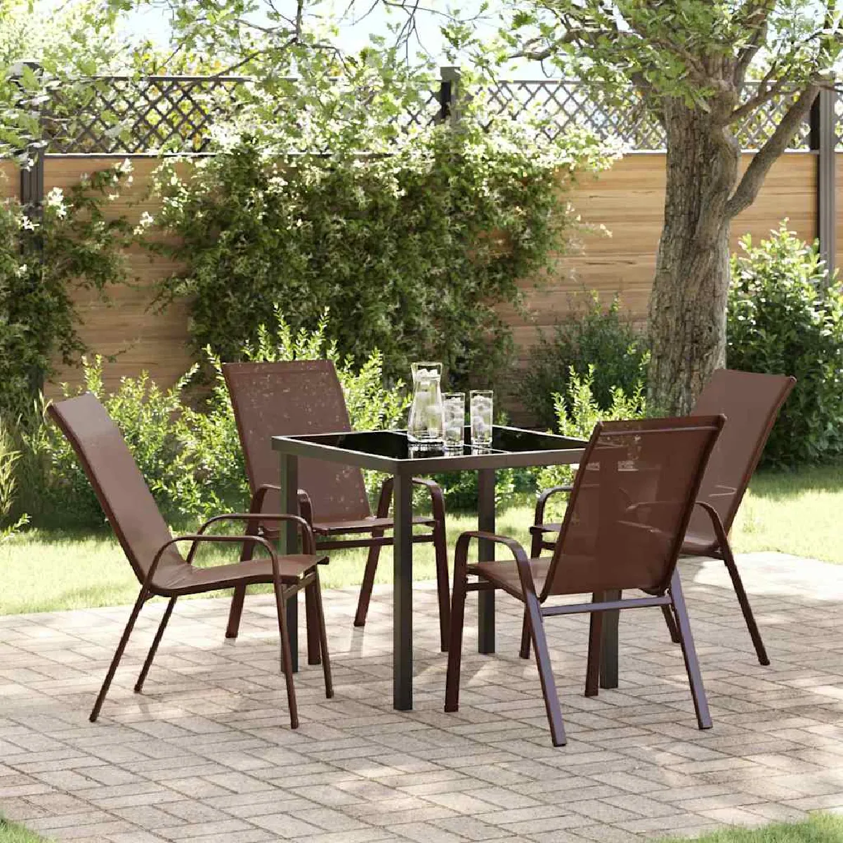 vidaXL Ensemble de salle à manger pour jardin 5 pcs et - vue 5