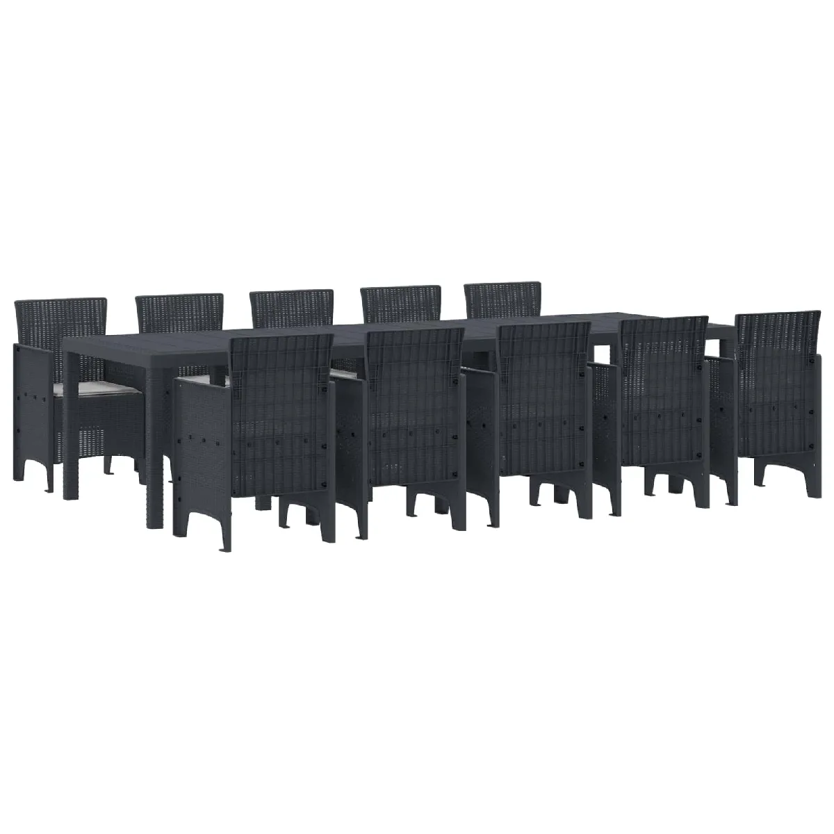 vidaXL Ensemble de Salle à Manger de Jardin de 11 Pièces avec Coussins Rattan Poly - vue 7
