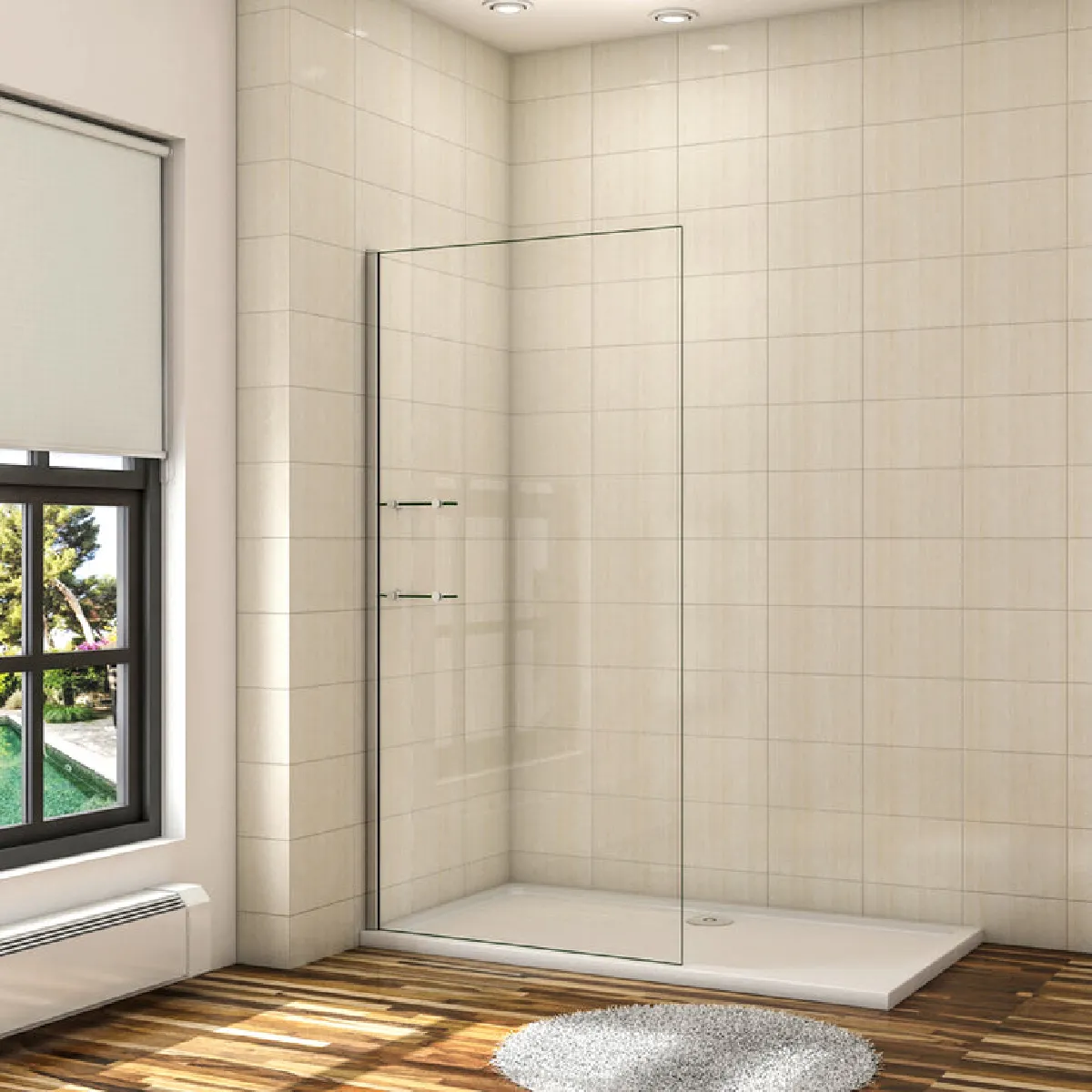 Aica Paroi De Douche 140x190cm Paroi De Douche À L'italienne Avec 2 Étagères En Verre Securit Aica Paroi De Douche 140x190cm Paroi De Douche À L'italienne Avec 2 Étagères En Verre Securit