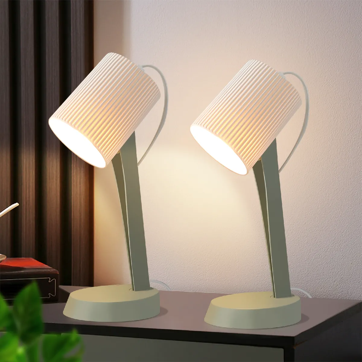 Nettlife Lot de 2 lampes de table - Vert