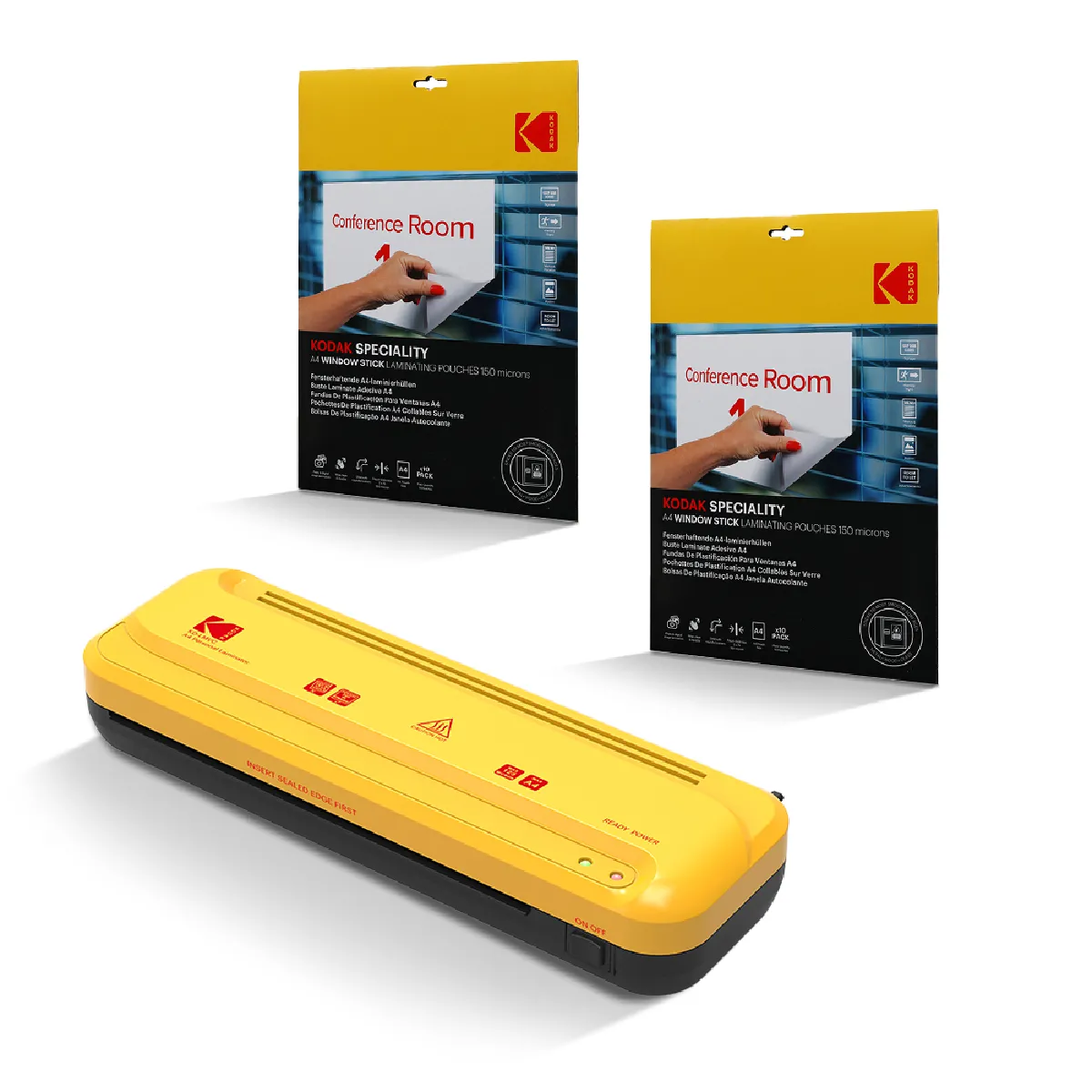 KODAK Plastifieuse A4 KD LMVC + 2x10 Pochettes A4 150 Microns – 2 Rouleaux 25cmmin Chauffe 4 5 min – Idéal documents école bureau maison usage intensif
