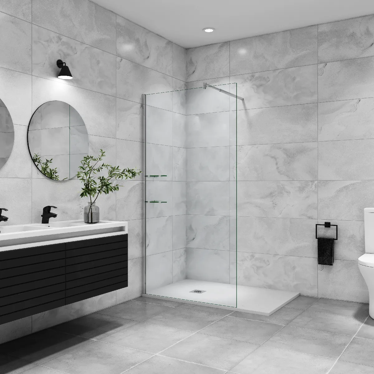 AICA paroi de douche à l’italienne 140x190cm,paroi de douche avec 2 étagères et une barre de fixation extensible 70-120cm en cylindrique AICA paroi de douche à l’italienne 140x190cm,paroi de douche avec 2 étagères et une barre de fixation extensible 70-120cm en cylindrique