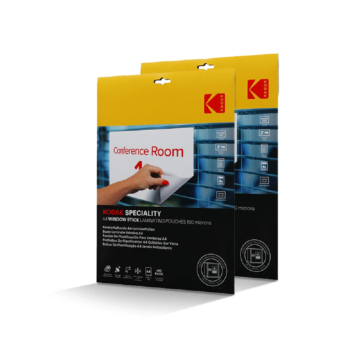 KODAK Pochettes de Plastification A4 Window Stick – Lot de 4 x 10 Feuilles 20 total 150 Microns Auto adhésives Format A4 – Modèle KD LMA4RW PK10C - vue 2