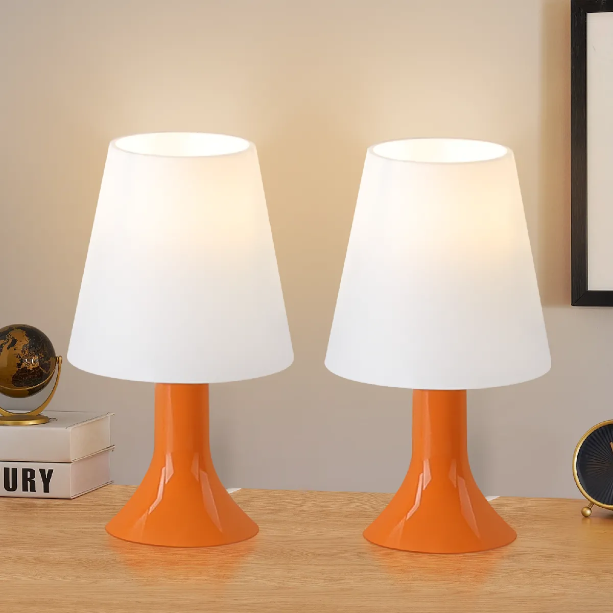 Nettlife Lot de 2 lampes de chevet E14 - Orange