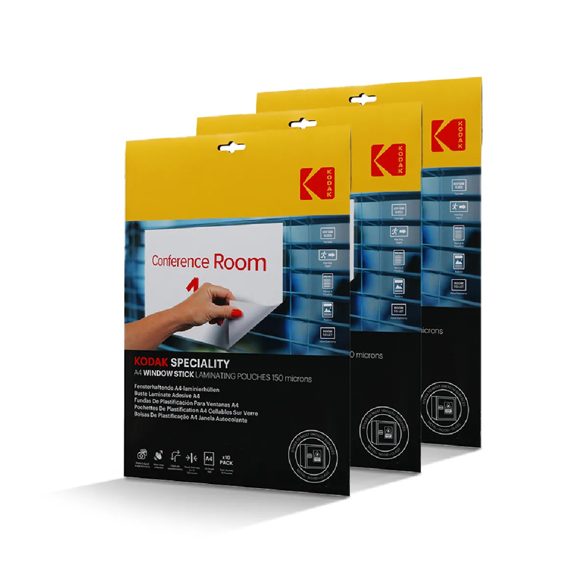 KODAK Pochettes de Plastification A4 Window Stick – Lot de 4 x 10 Feuilles 20 total 150 Microns Auto adhésives Format A4 – Modèle KD LMA4RW PK10C - vue 3