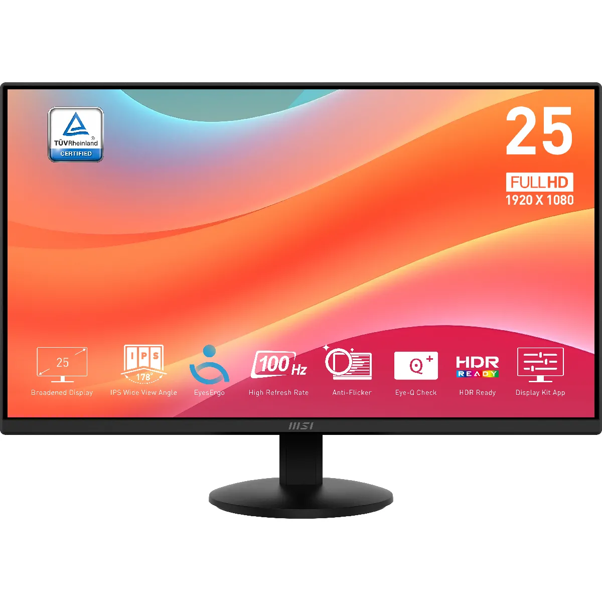 MSI  Pro MP252L &eacute;cran plat de PC 62,2 cm (24.5"") 1920 x 1080 pixels Full HD LED Noir