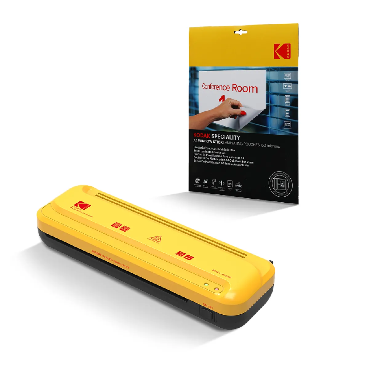 KODAK Plastifieuse A4 KD LMVC + 10 Pochettes A4 150 Microns – 2 Rouleaux 25cmmin Chauffe 4 5 min – Pour documents école bureau maison