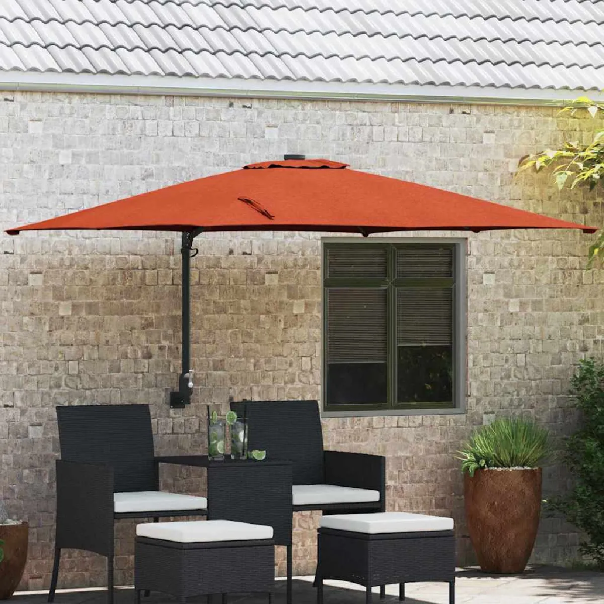 vidaXL Parasol de patio Polyester Grand Inclinable - vue 9