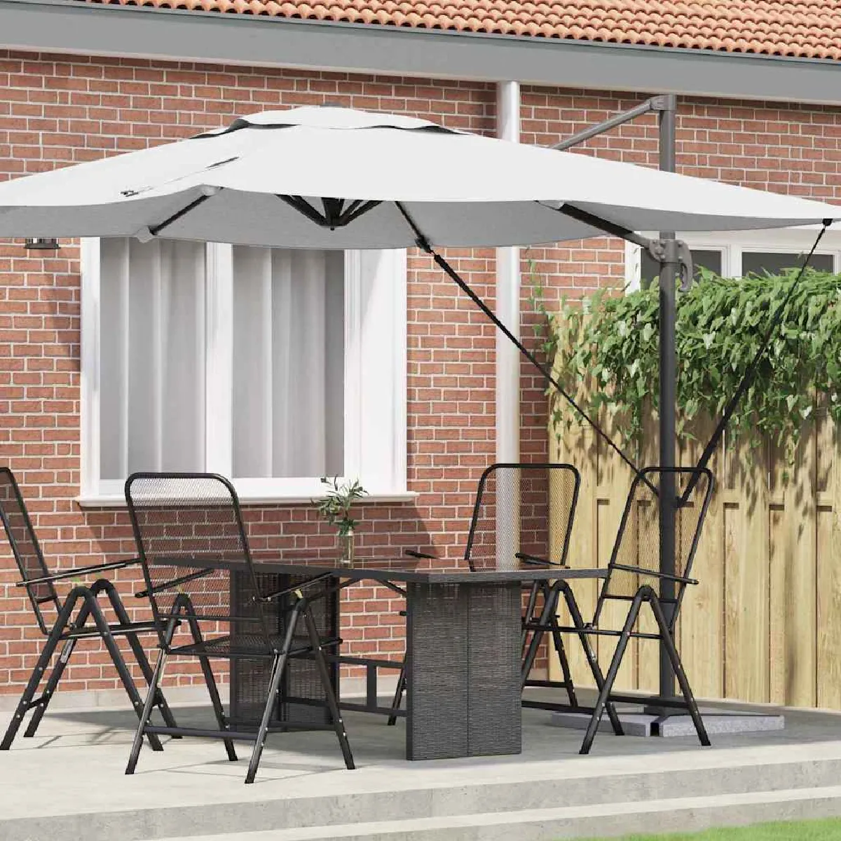 vidaXL Parasol de patio Sable Auvent en polyester 3m Hauteur réglable - vue 2
